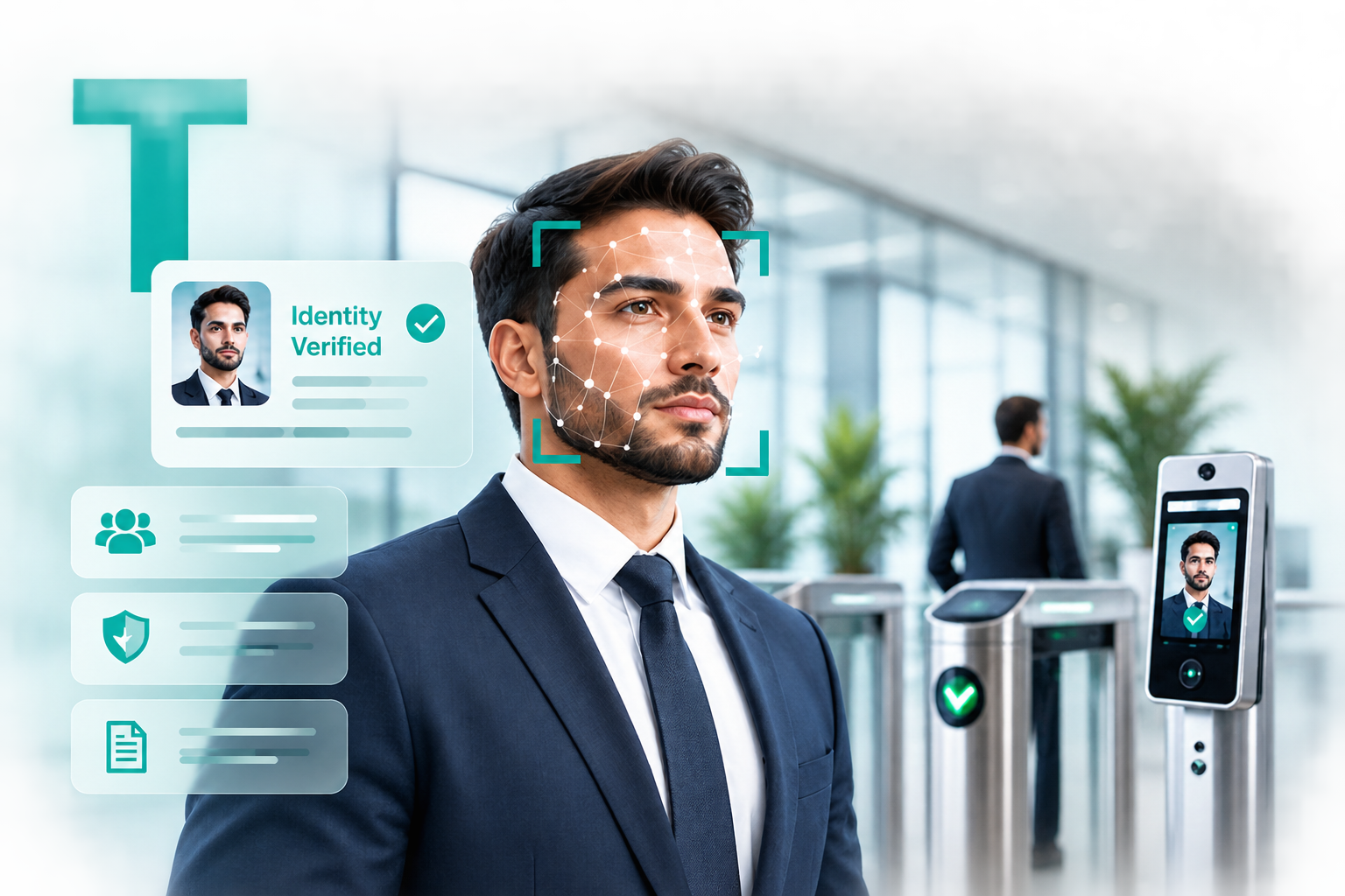 TekSight face recognition verifying an identity at an enterprise access gate