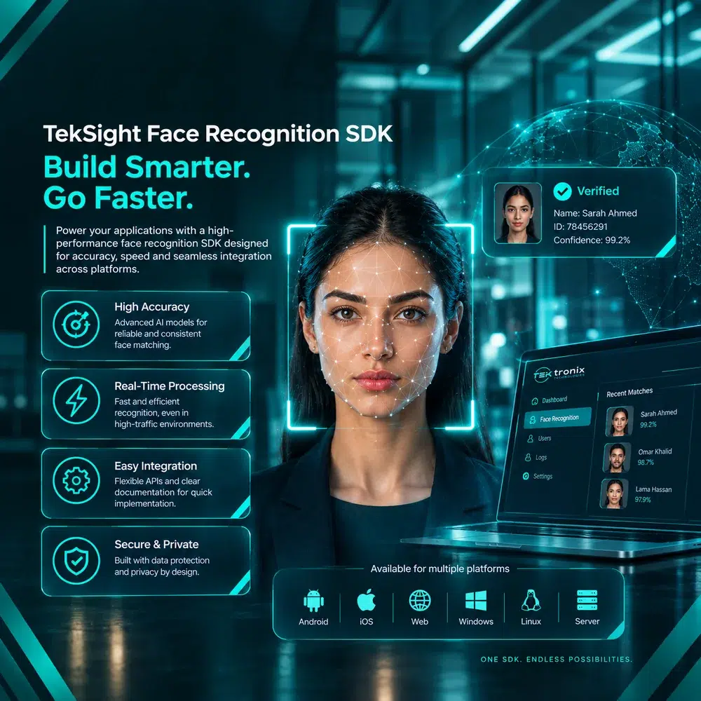 TekSight face recognition SDK interface for enterprise biometric verification