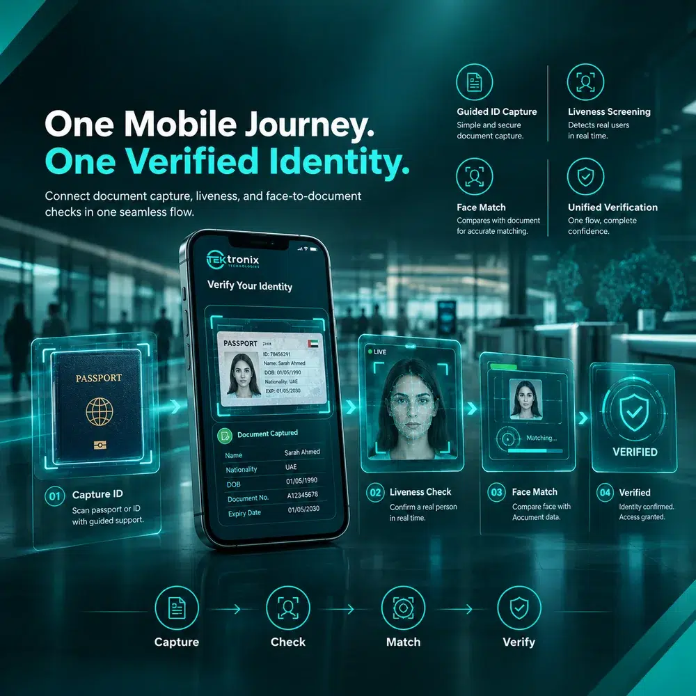 TekSight mobile identity verification combining ID capture, liveness and face matching